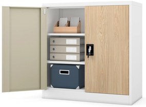 Szafka biurowa BEATA, 900 x 930 x 400 mm, Eco Design: biała/ dąb sonoma