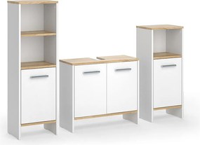 Zestaw mebli łazienkowych biały/złoty dąb 131.4x26.3x108.2 karli