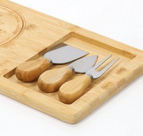 Bambusowa deska do serów i przekąsek + 3 noże
