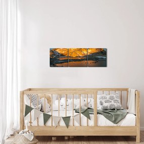 Obraz krajobrazu wysokogórskiego (z zegarem) (90x30 cm)