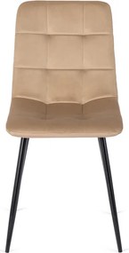 Krzesło Tapicerowane do Jadalni PERU Beżowe Welurowe Nowoczesne Loft