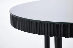 Okrągła czarna ława 60/30 cm szkło/MDF/stal COSMO S