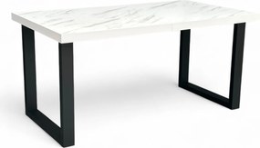 STÓŁ PROSTOKĄTNY MARMUR BIAŁY + METAL CZARNY 90x160/260 cm