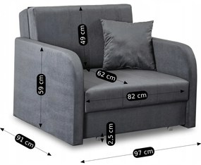 Fotel do Spania VERO Rozkładany Jednoosobowy Amerykanka Szary Nowoczesny