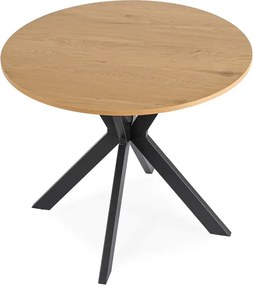 Stół Okrągły LAUREN 90 cm Dąb Złoty/Czarny Loft Nowoczesny