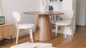 Stół do jadalni okrągły dla 4 osób z MDF - Naturalny ciemny - ANTALIZA