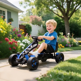AIYAPLAY Gokart z pedałami, Tretauto dla dzieci z hamulcem, antypoślizgowe koła, rama metalowa, 3-6 lat, Niebieski