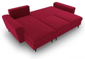 Czerwony aksamitny rozkładany/ze schowkiem narożnik Kyoto – Cosmopolitan Design