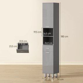 kleankin Szafka łazienkowa, komoda, z półkami i szufladą, regulowana, Szary | Aosom PL