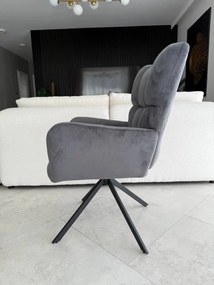 Fotel wypoczynkowy do salonu obrotowy, welurowy szary, FW1
