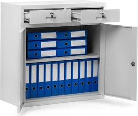 Szafka biurowa z szufladami i drzwiami Lena 90x40x90 cm szara