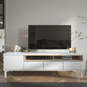 Biała szafka pod TV 156x48x48 cm Roomers – Tvilum