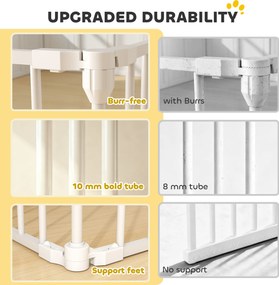 PawHut Ogrodzenie dla zwierząt, 6-panelowa bariera z drzwiami, składana, dla małych i średnich psów, tworzywo sztuczne, stal węglowa, Biały