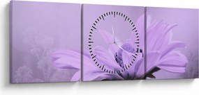 Obraz - Fioletowy kwiat (z zegarem) (90x30 cm)
