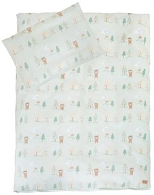 Jasnozielona bawełniana pościel dziecięca do łóżeczka 100x135 cm Woodland Buddies – Roba
