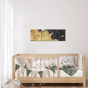 Obraz - Złota struktura N⁰1 (z zegarem) (90x30 cm)