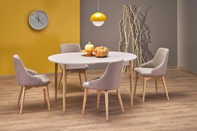 Stół Okrągły rozkładany 102-142x102x75 cm płyta kaszmir/naturalny PIVOT