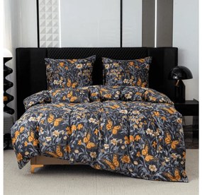PrzytulneMieszkanie.pl PrzytulneMieszkanie.pl Pościel z mikrowłókna BUTTERFLY GARDEN niebiesko-szara Rozmiar pościeli: 2 szt 70 x 90 cm | 200 x 220 cm