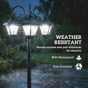 Outsunny Lampa solarna z donicą 185 cm regulowana wysokość lampa ogrodowa z 3 kloszami sterowanie światłem | Aosom PL