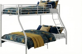 Łóżko piętrowe kolor biały metal 140x200 cm/90x200 cm W7-G89