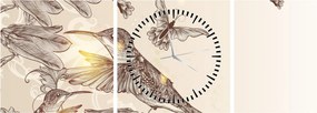 Obraz - Kolibry (z zegarem) (90x30 cm)