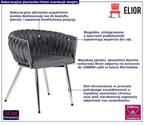 Szare plecione krzesło z podłokietnikami - Onis