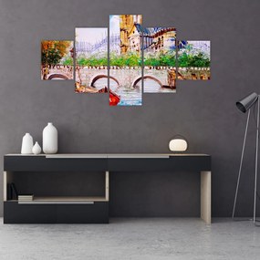 Obraz - Obraz olejny przedstawiający miasto (125x70 cm)