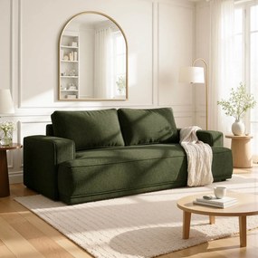 Sofa z Funkcją Spania CAMELIA Oliwkowa Boucle Nowoczesna