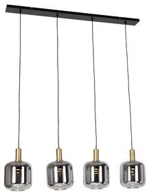Lampa wisząca czarna ze złotem i dymionym szkłem w komplecie z 4 żarówkami PUCC - ZuzannaDesignerski Oswietlenie wewnetrzne