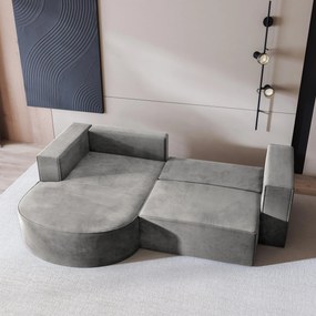 Masseno Narożnik SORELA z funkcją spania i pojemnikiem na pościel Narozniki L, Rozkładana sofa - Jasnoszary, MONOLITH 84