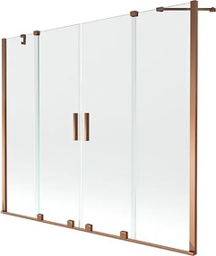 Mexen Velar Duo parawan nawannowy 2-skrzydłowy rozsuwany 170 x 150 cm, transparent, różowe złoto - 896-170-000-02-60