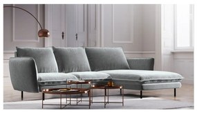 Jasnoszara narożna aksamitna sofa prawostronna Cosmopolitan Design Vienna