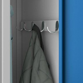 Szafka ubraniowa BHP szaro-niebieska: czterokomorowa KACPER, 800 x 1800 x 500 mm