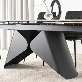 Stół Rozkładany Prostokątny VERONA 160-240 cm Ceramiczny Biały Marmur/Czarny Loft
