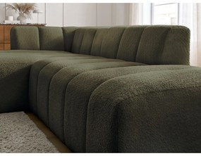 Zielony narożnik z materiału bouclé (lewostronny/z szezlongiem) Annecy – Bobochic Paris