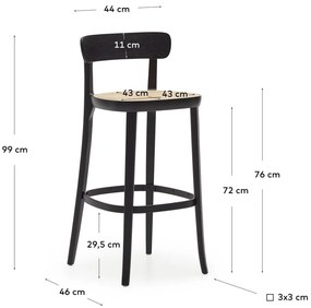 Czarny hoker w dekorze jesionu 99 cm Romane – Kave Home