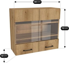 Zestaw Mebli Kuchennych MODERN 260 cm Czarny/Dąb Evoke Loftowy