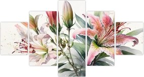 Obraz - Lilie, ilustracje (125x70 cm)