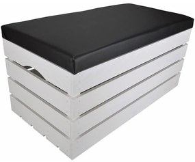 Pufa kufer skrzynia drewniana sosnowa siedzisko 80cm malowana biała