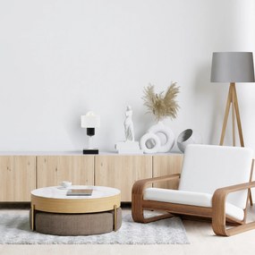 Lampka nocna stołowa DTI-WE10x10SC buk Biało-czarna 1xE27