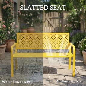 Outsunny Ławka ogrodowa 2-osobowa metalowa odporna na warunki atmosferyczne z odpornym na rdzę oparciem, geometryczna do 240 kg | Aosom PL