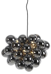 Designerska lampa wisząca czarna z przydymionym szkłem okrągła 8-świateł - UvasDesignerski Oswietlenie wewnetrzne