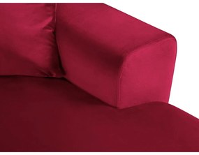 Czerwony aksamitny rozkładany narożnik ze schowkiem (lewostronny/w kształcie litery U) Kyoto – Cosmopolitan Design