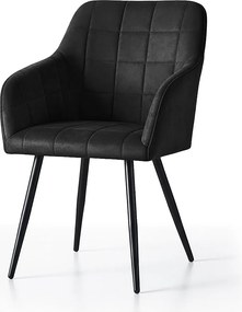 2x Krzesło tapicerowane z przeszyciami kwadratowymi Czarne LUXANO Czarne nogi