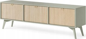 STOLIK RTV EUKALIPTUS JODEŁKA SCANDI 158x52x38 cm, drewniane nogi, FORESA