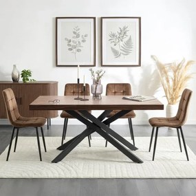 Stół Prostokątny Rozkładany HAMPTON 160-240 cm Orzech/Czarny do Jadalni Loft