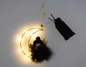 Wiszący LED czarny anioł MOONY, 16 cm