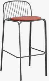 Wysoki Stołek Ogrodowy Z Stali Anerina Grafitowa Szarość & ↑75 Cm & Terracota - Sklum