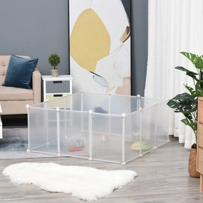 Kojec DIY dla szczeniąt 12 paneli łatwy montaż przestronny biały 105x105x45cm | Aosom PL