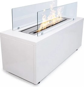 CARAVAGGIO Biały kominek bioetanolowy do wewnątrz i na zewnątrz, stojący, dł. 100 x gł. 40 x wys. 40 cm